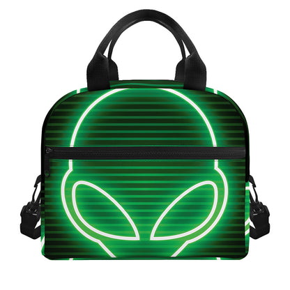 Green Light Alien Print Insulated Lunch Bag
