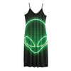 Green Light Alien Print Jersey Midi Cami Dress