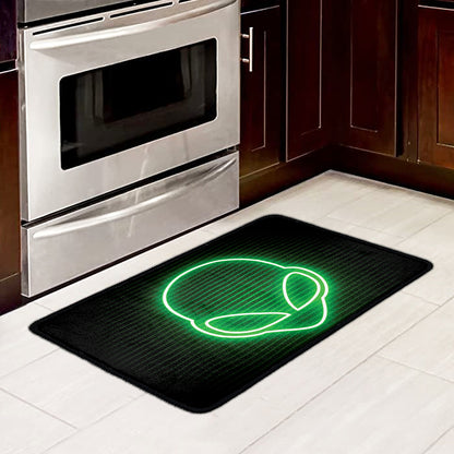 Green Light Alien Print Kitchen Mat