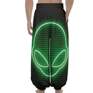 Green Light Alien Print Lantern Pants