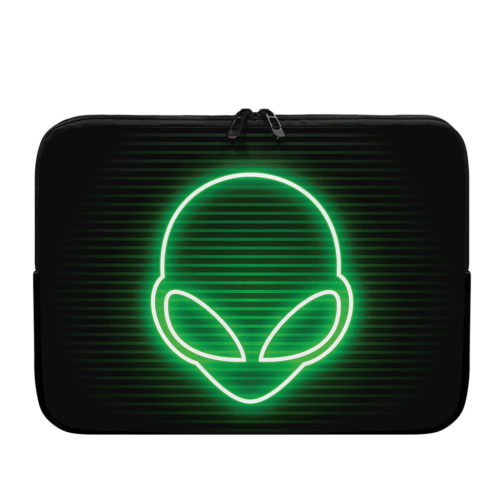 Green Light Alien Print Laptop Sleeve
