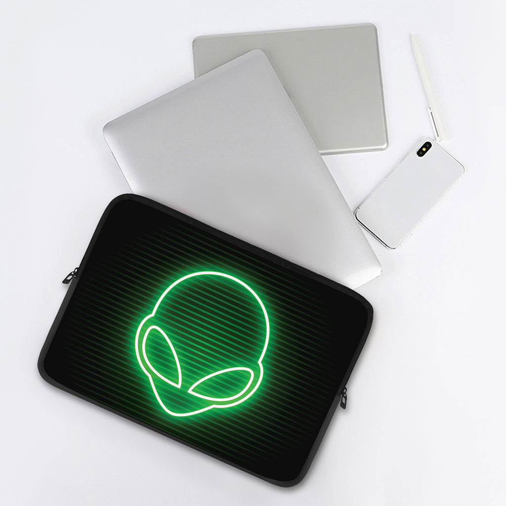 Green Light Alien Print Laptop Sleeve