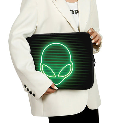 Green Light Alien Print Laptop Sleeve