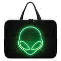 Green Light Alien Print Laptop Sleeve With Handle