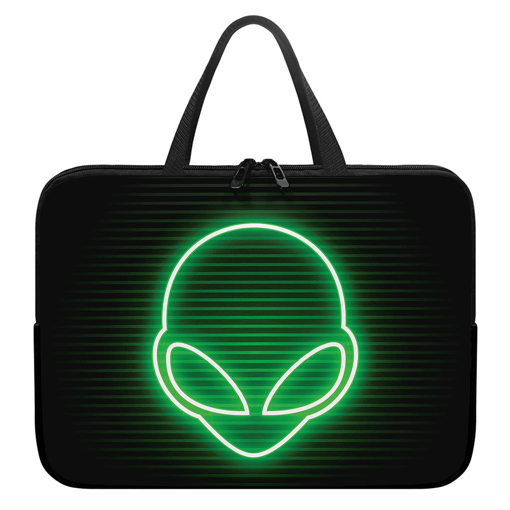 Green Light Alien Print Laptop Sleeve With Handle