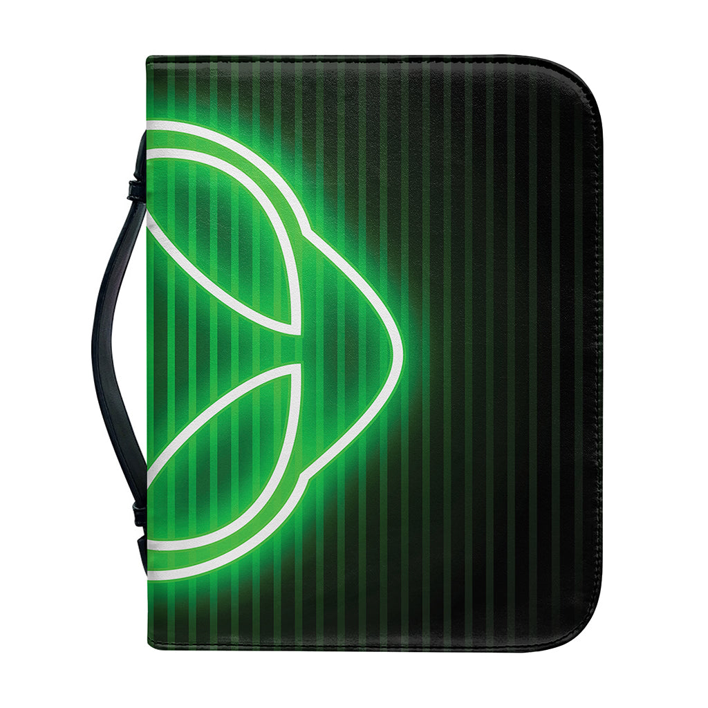 Green Light Alien Print Leather Bible Cover