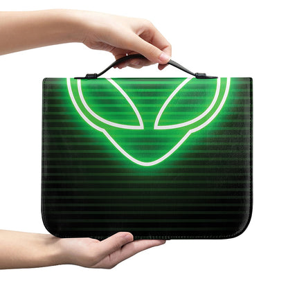 Green Light Alien Print Leather Bible Cover