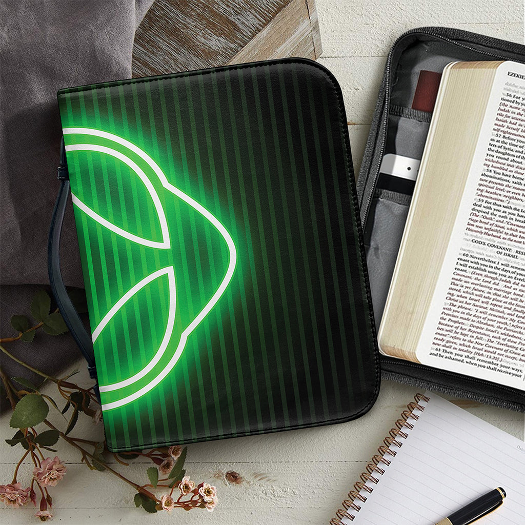 Green Light Alien Print Leather Bible Cover
