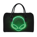 Green Light Alien Print Leather Duffel Bag
