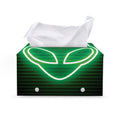 Green Light Alien Print Leather Tissue Box Cover