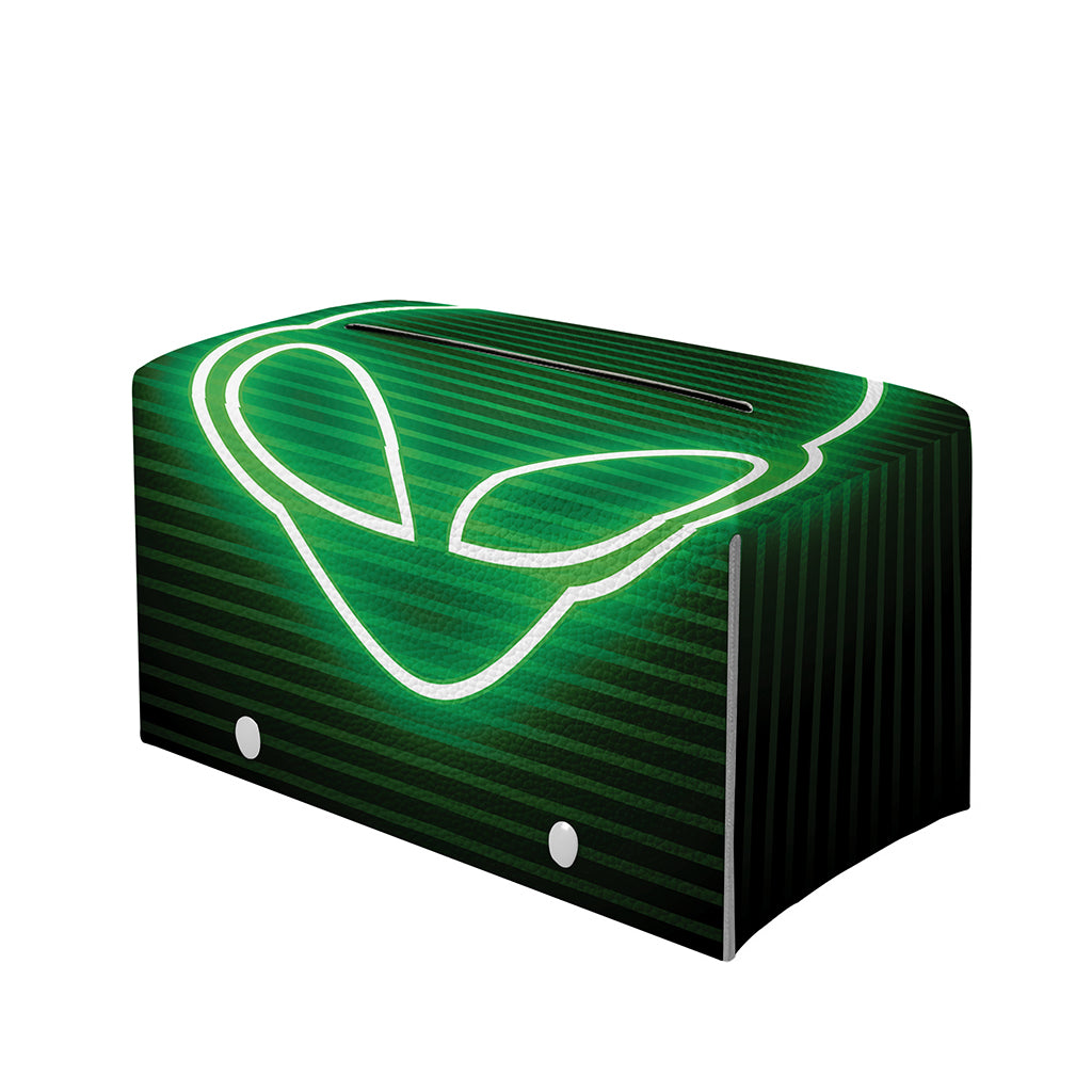 Green Light Alien Print Leather Tissue Box Cover