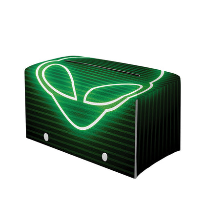 Green Light Alien Print Leather Tissue Box Cover