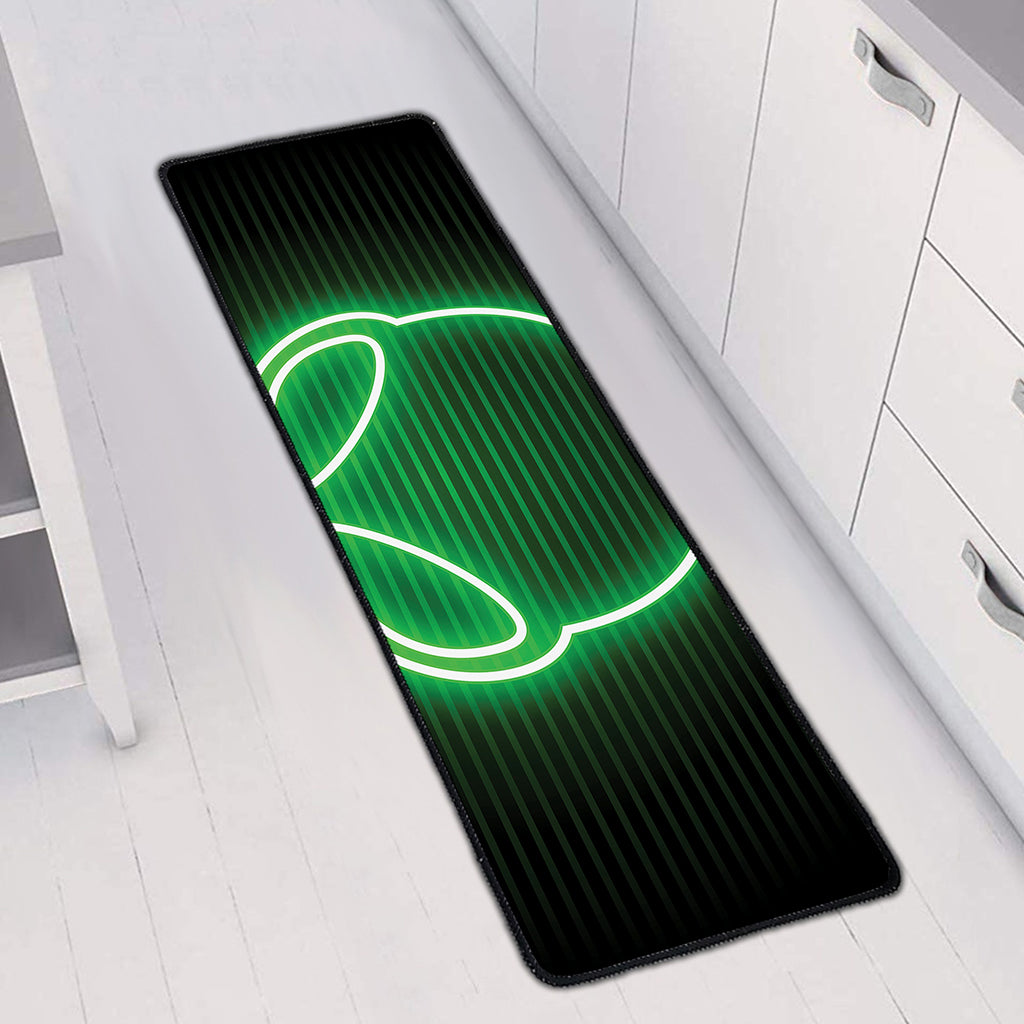 Green Light Alien Print Long Kitchen Mat