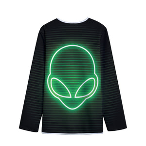 Green Light Alien Print Long Sleeve Short Coat