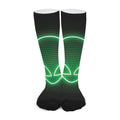 Green Light Alien Print Long Socks