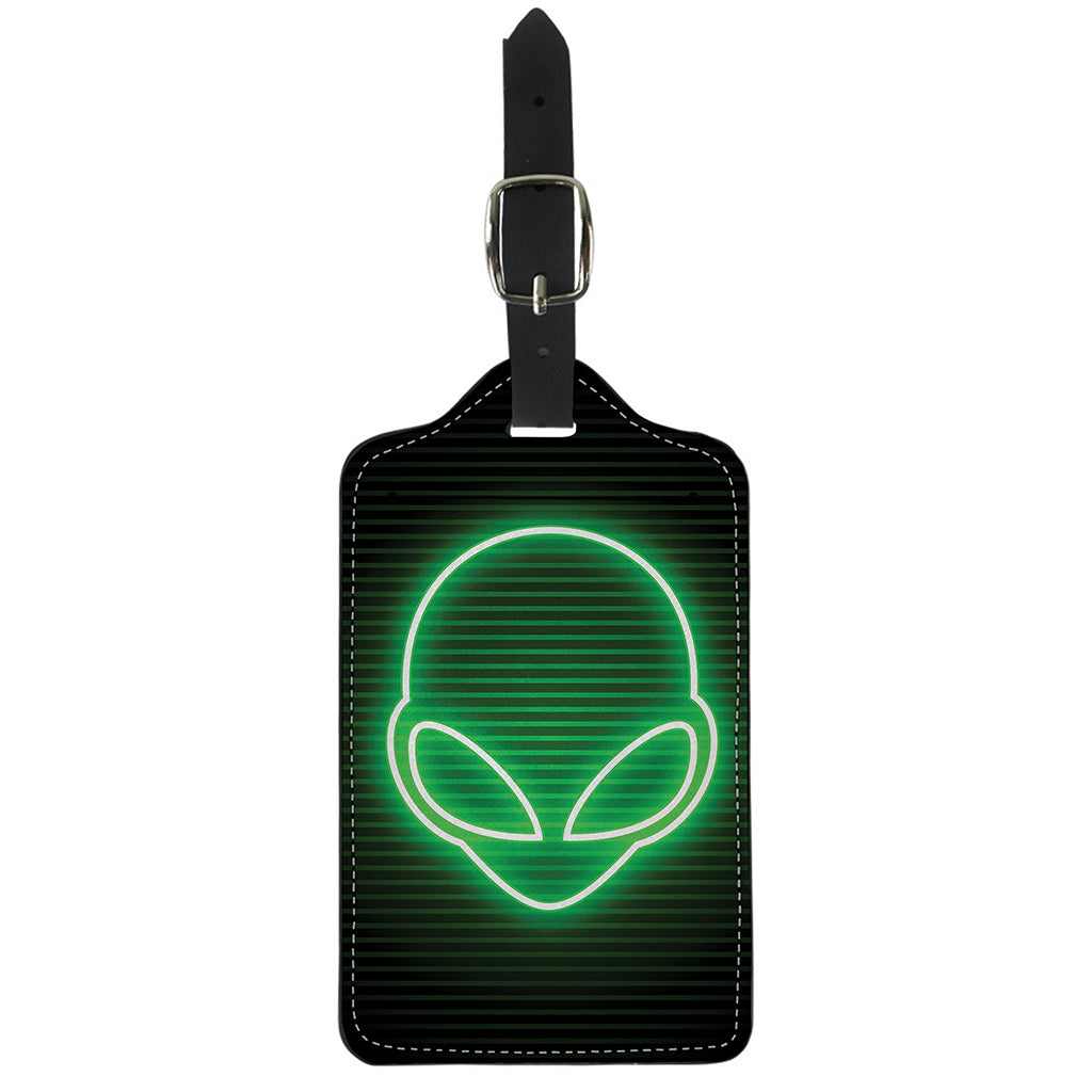 Green Light Alien Print Luggage Tag