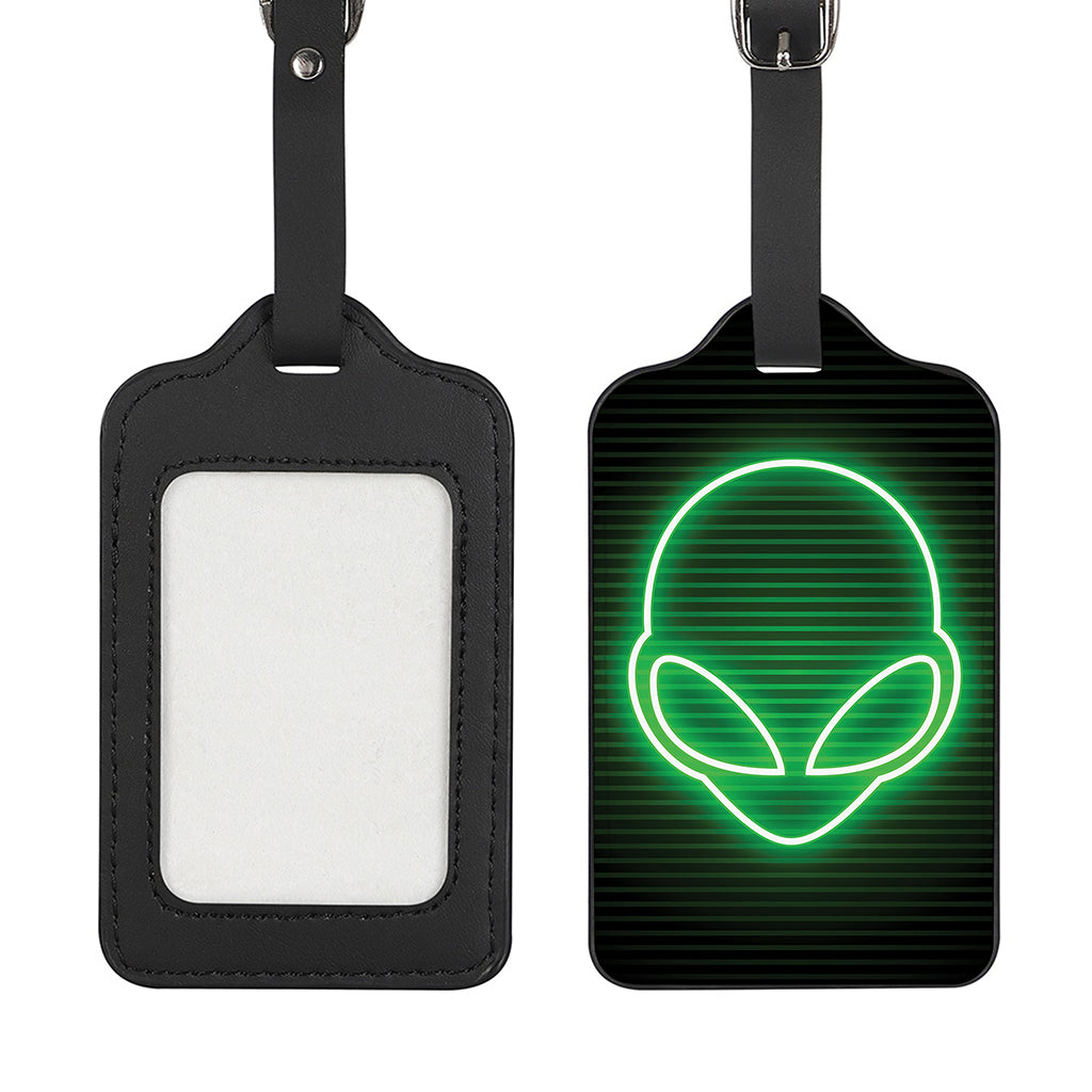 Green Light Alien Print Luggage Tag