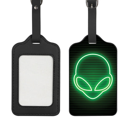 Green Light Alien Print Luggage Tag