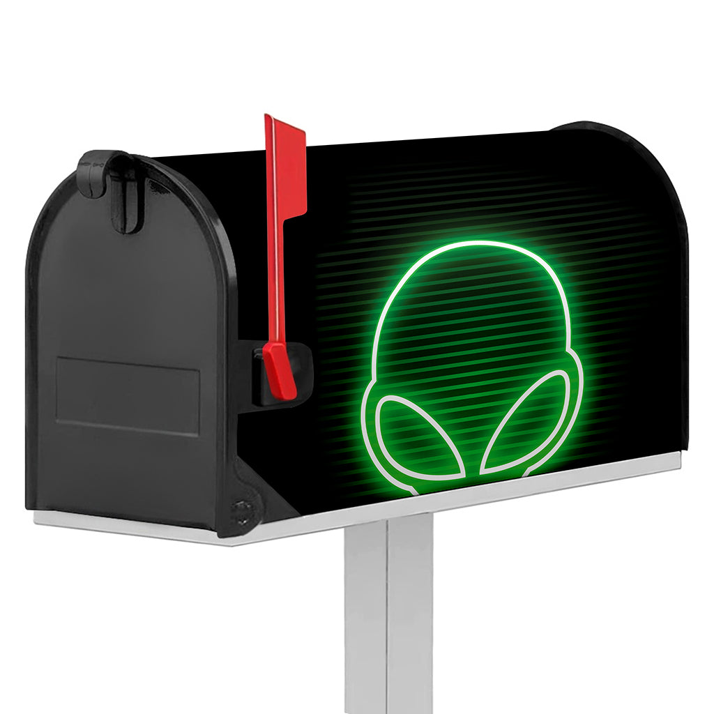 Green Light Alien Print Mailbox Cover