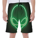Green Light Alien Print Men's Beach Shorts