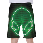 Green Light Alien Print Men's Beach Shorts