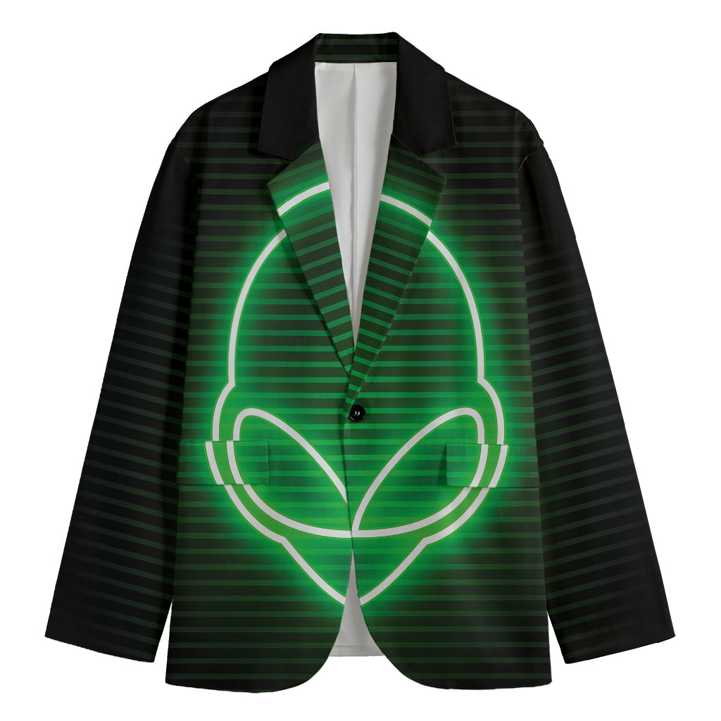 Green Light Alien Print Men's Blazer