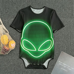 Green Light Alien Print Men's Bodysuit