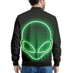 Green Light Alien Print Men's Bomber Jacket