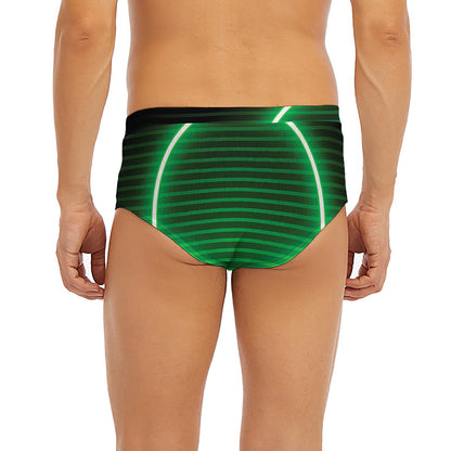 Green Light Alien Print Men's Briefs