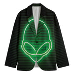 Green Light Alien Print Men's Cotton Blazer