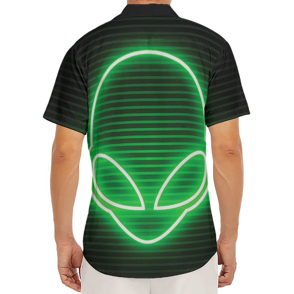 Green Light Alien Print Men's Deep V-Neck Shirt