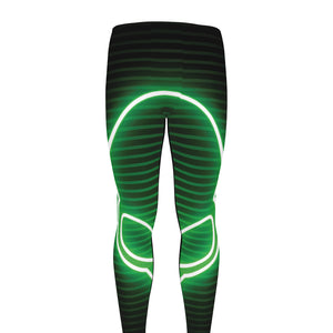 Green Light Alien Print Men's leggings