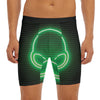 Green Light Alien Print Men's Long Boxer Briefs