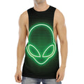 Green Light Alien Print Men's Muscle Tank Top
