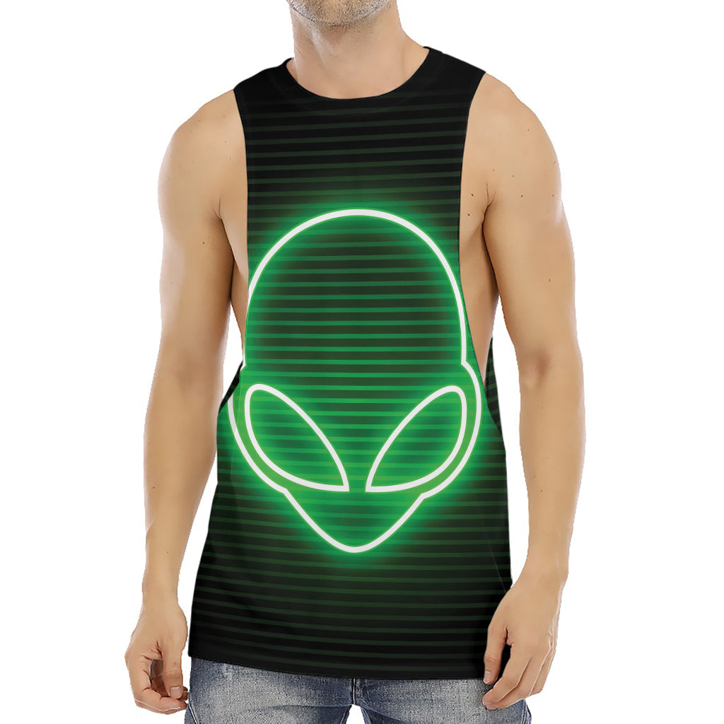 Green Light Alien Print Men's Muscle Tank Top