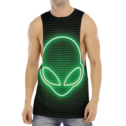 Green Light Alien Print Men's Muscle Tank Top
