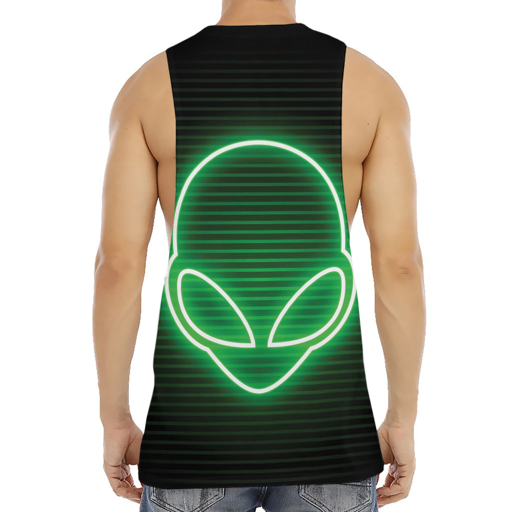 Green Light Alien Print Men's Muscle Tank Top