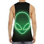 Green Light Alien Print Men's Muscle Tank Top