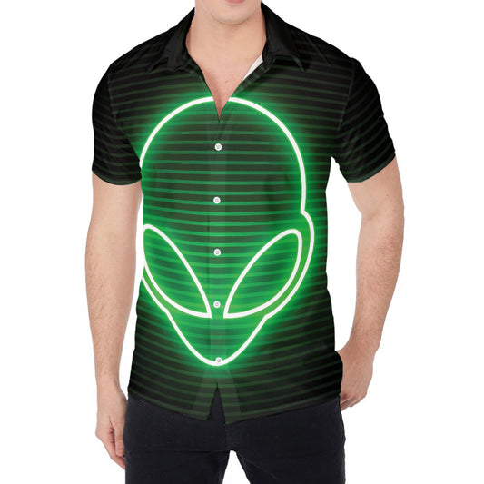 Green Light Alien Print Men's Shirt