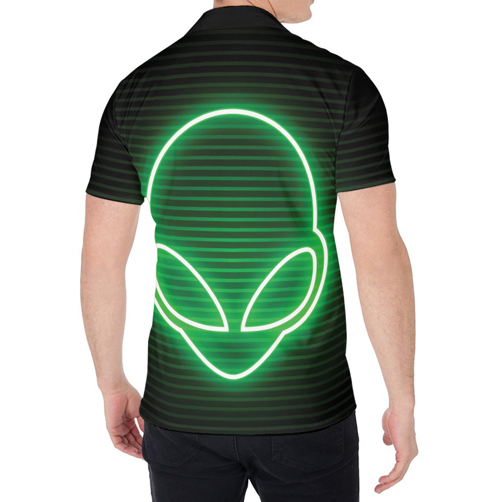 Green Light Alien Print Men's Shirt