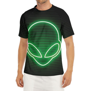 Green Light Alien Print Men's Short Sleeve Rash Guard