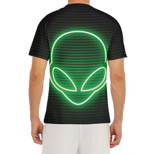 Green Light Alien Print Men's Short Sleeve Rash Guard