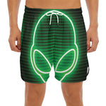 Green Light Alien Print Men's Split Running Shorts