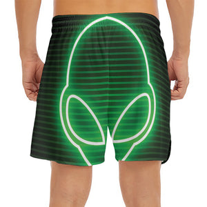 Green Light Alien Print Men's Split Running Shorts