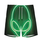 Green Light Alien Print Men's Sports Shorts