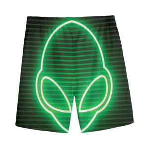 Green Light Alien Print Men's Sports Shorts