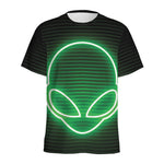 Green Light Alien Print Men's Sports T-Shirt