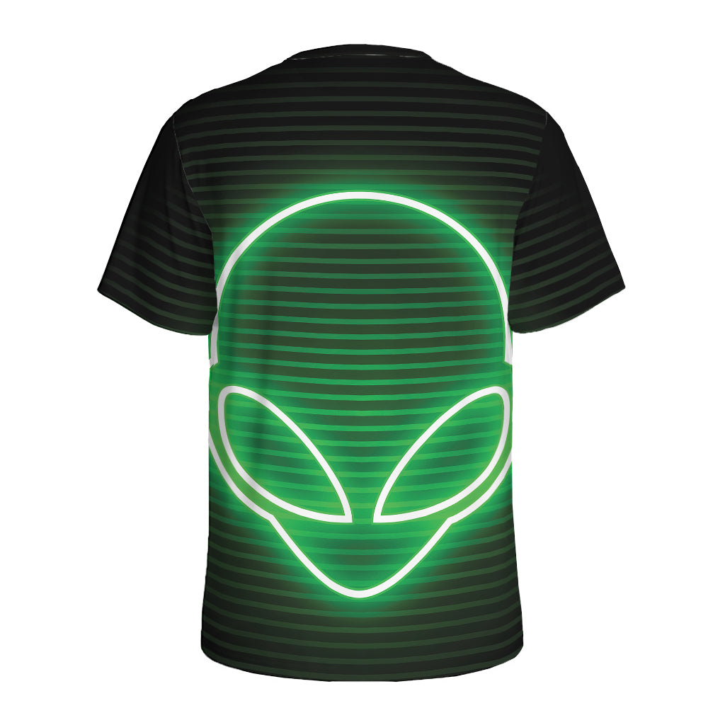 Green Light Alien Print Men's Sports T-Shirt