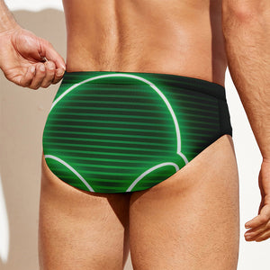 Green Light Alien Print Men's Swim Briefs