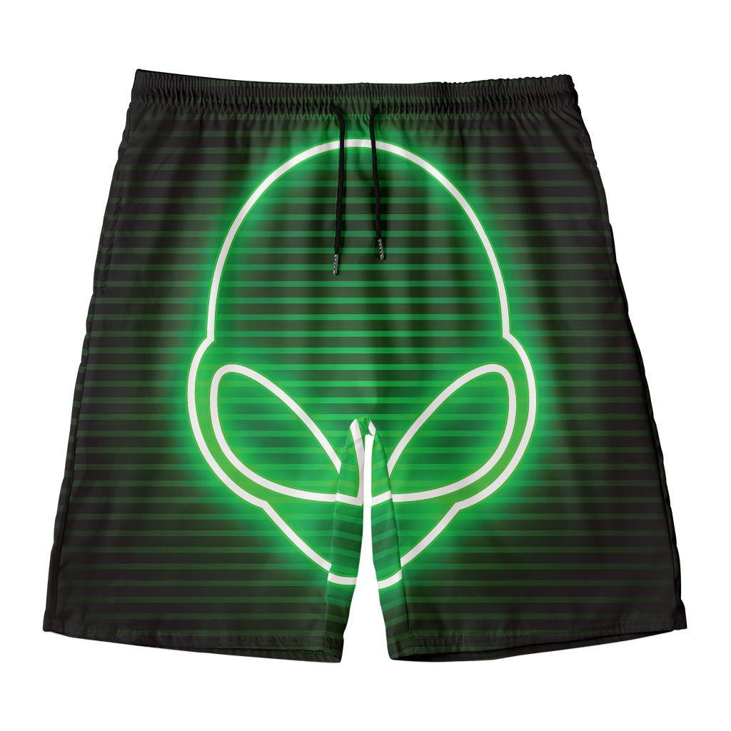 Green Light Alien Print Men's Swim Trunks